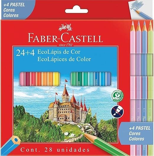 Ecolapis de cor 24+4P faber castell amazon turma da pintura kids