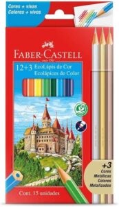 lapis de cor 12+3metalico faber castell amazon turma da pintura kids